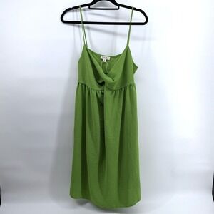 See You Monday Dress Twist Front XL Green Women Spaghetti Strap Summer Mini